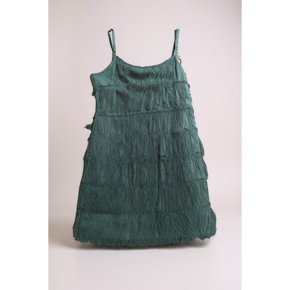 1920s Flapper Charleston Fringe Tassle Gatsby Dress Green Womens Size 2XL